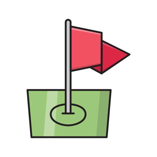 bandiera del golf Vector Stall Lineal Color icona