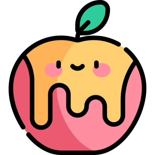 pomme caramélisée Kawaii Lineal color Icône