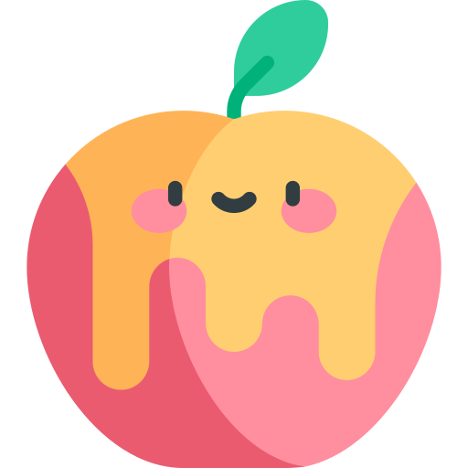 manzana caramelizada Kawaii Flat icono