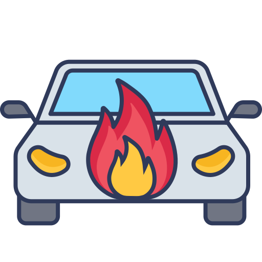Burning car Dinosoft Lineal Color icon
