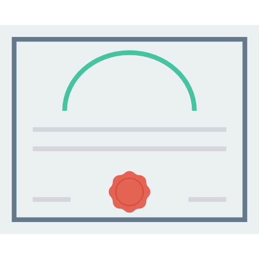 Certificate Dinosoft Flat icon