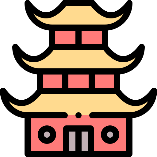 Chinese temple Detailed Rounded Lineal color icon