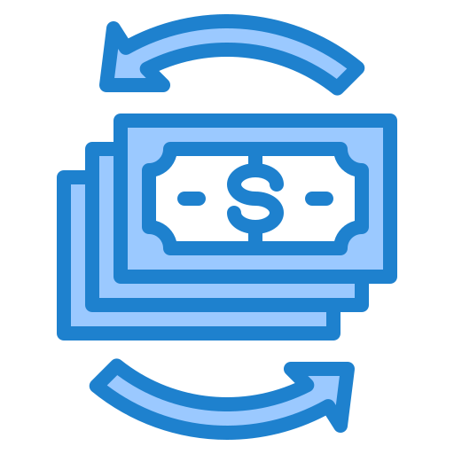 Money transfer srip Blue icon
