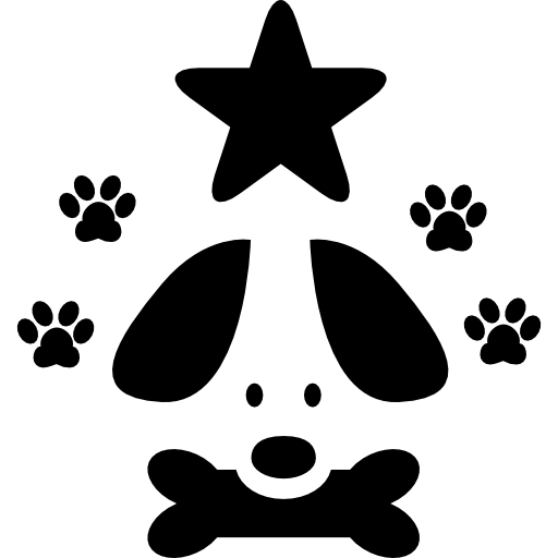 hotel dla zwierząt znak psa z gwiazdą i odciskami łap  ikona
