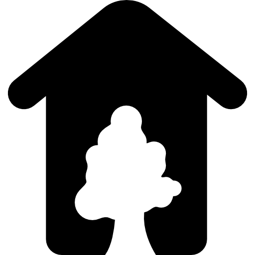 wiejski hotelowy kształt z drzewem  ikona