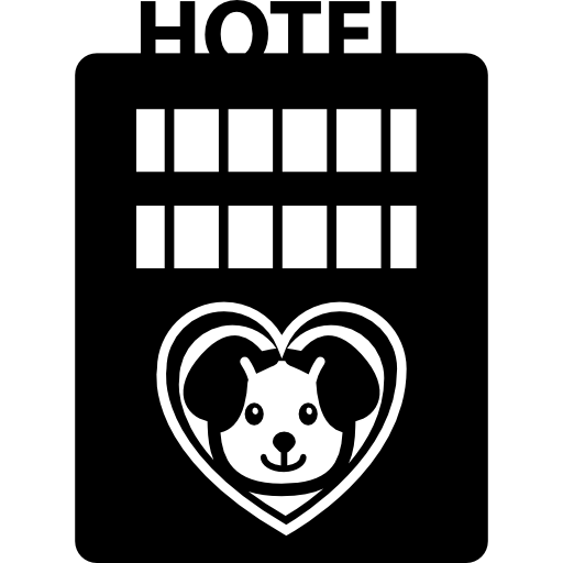bâtiment de l'hôtel pour animaux de compagnie avec une image de chien en forme de coeur  Icône