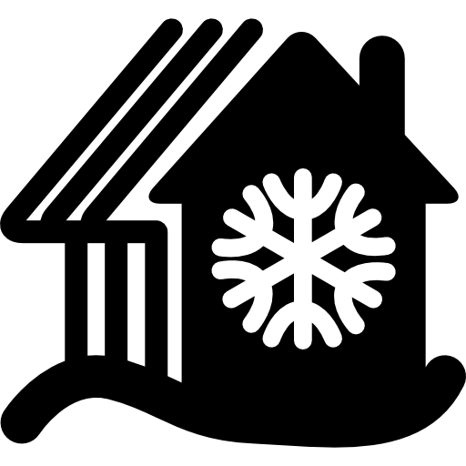 wiejskie gorące chałupy na śnieżnych górach  ikona