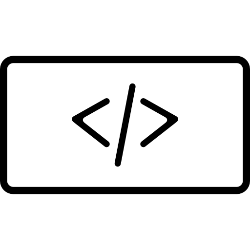 signos de código en un rectángulo  icono