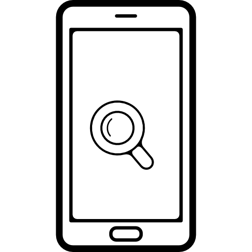 Magnifier symbol on mobile phone screen  icon