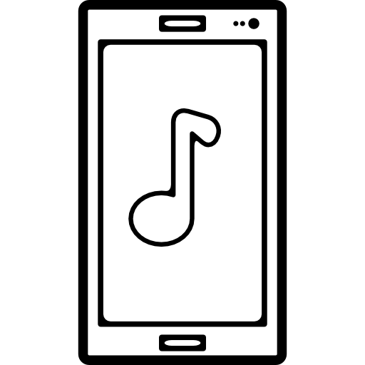 Musical note sign on mobile phone screen  icon