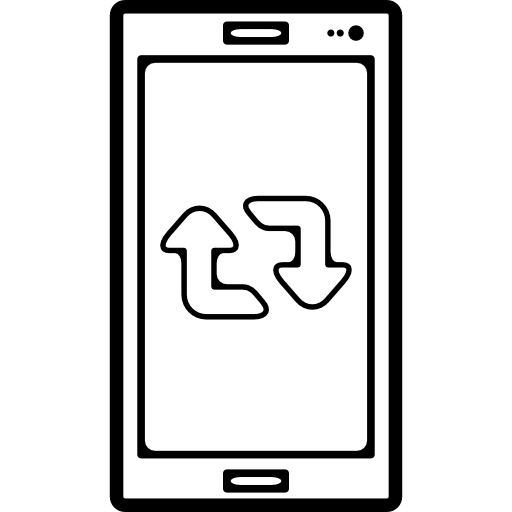 Символ ретвита на экране мобильного телефона  иконка