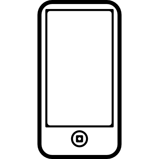 Mobile phone outline with one circular button and screen outline  icon