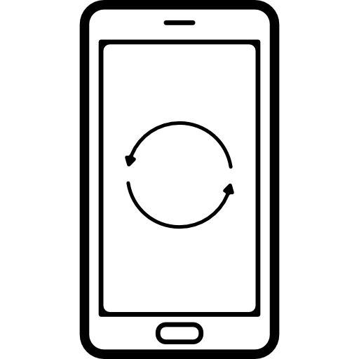 Экран мобильного телефона с двумя стрелками в круге  иконка