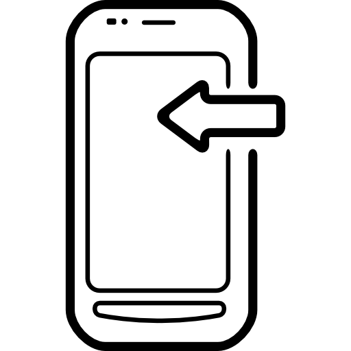 telefone celular com uma seta apontando para a esquerda  Ícone