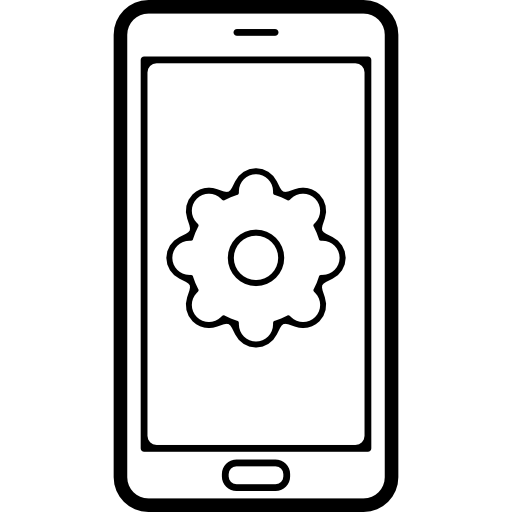 symbole de la roue dentée sur l'écran du téléphone mobile  Icône