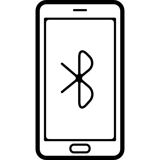 Мобильный телефон со знаком bluetooth на экране  иконка