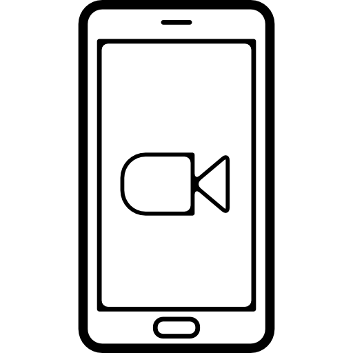Мобильный телефон с символом видеокамеры на экране  иконка