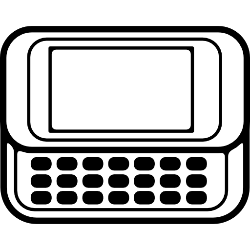 telefono cellulare di due parti uno dello schermo l'altro con la tastiera  icona
