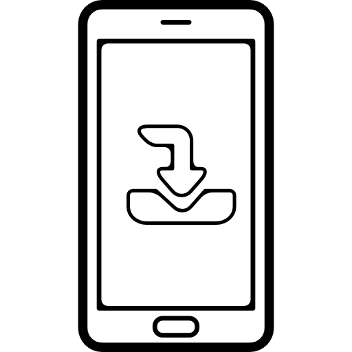 Мобильный телефон со стрелкой вниз на экране  иконка