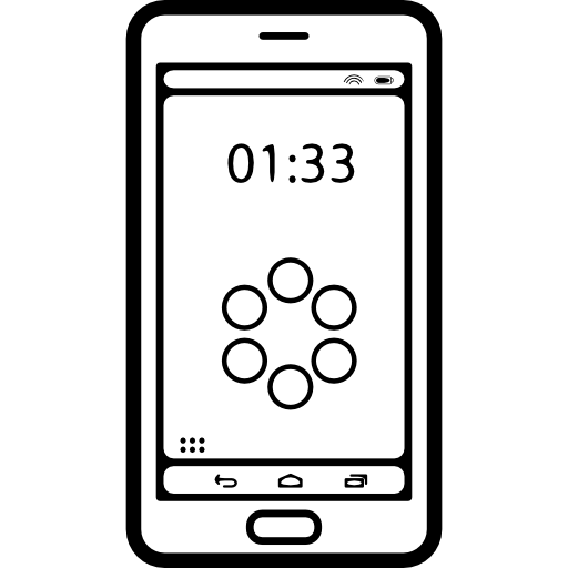 modelo de teléfono móvil con hora en pantalla  icono