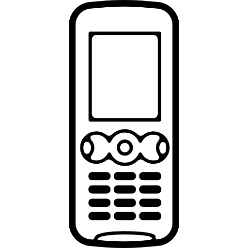 Мобильный телефон с включенными кнопками и маленьким экраном  иконка