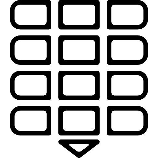 symbol interfejsu telefonu komórkowego, aby ukryć klawiaturę  ikona