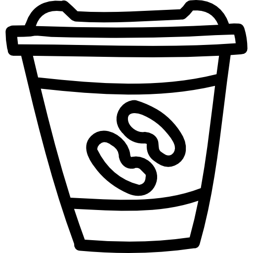 커피 유리 손으로 그려진 된 개요  icon