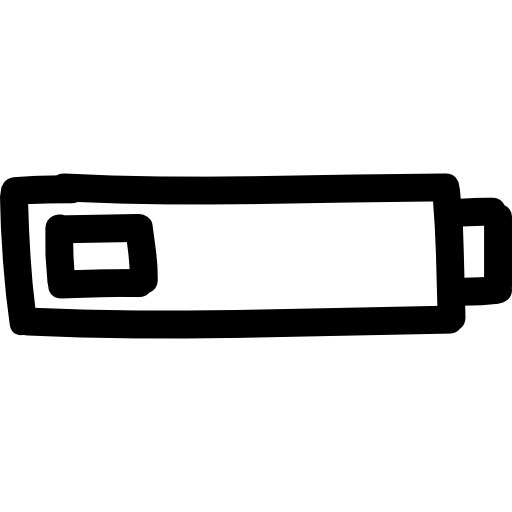 hand gezeichnetes schnittstellensymbol für schwache batterie  icon