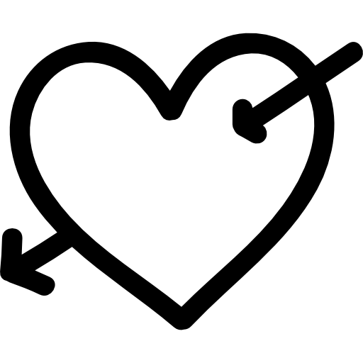 coeur avec symbole dessiné main flèche cupidon  Icône