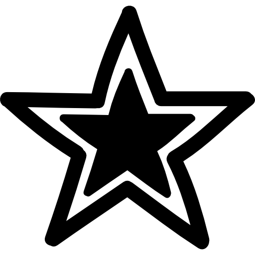 Контур звезды с черной звездой меньшего размера внутри  иконка