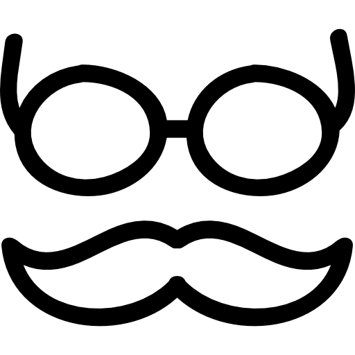 hand gezeichnete umrisse von schnurrbart und brille  icon