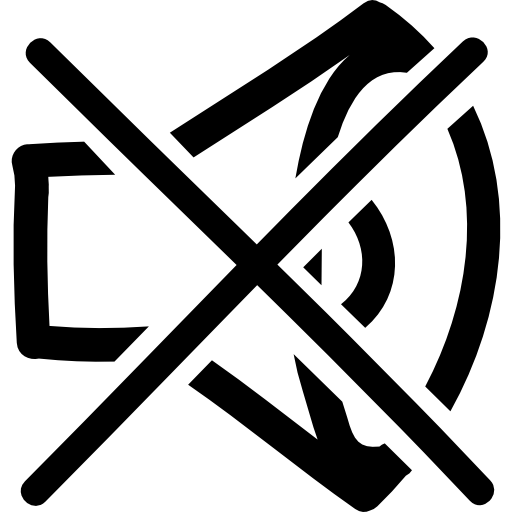 ningún símbolo dibujado a mano de sonido de un contorno de altavoz con una cruz  icono