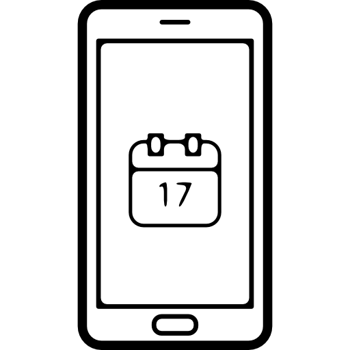 scherm mobiele telefoon met kalenderpagina op dag 17  icoon