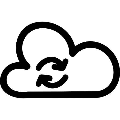 synchroniseer het teken van een wolk met twee pijlen in een cirkel met de hand getekend symbool  icoon