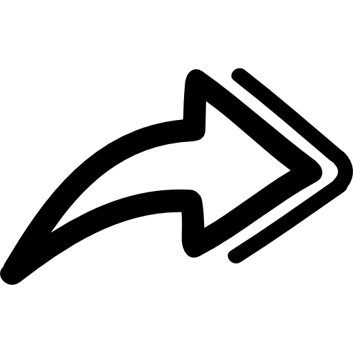flecha hacia adelante dibujada a mano apuntando a la derecha  icono