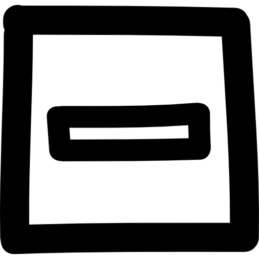 正方形の手描きのシンボル内のマイナス記号  icon