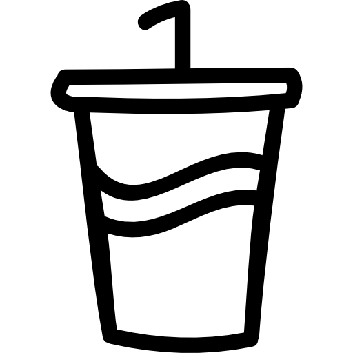 bicchiere di soda con un simbolo disegnato a mano di paglia  icona