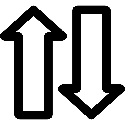 arriba y abajo pareja de flechas dibujadas a mano  icono