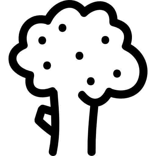Tree hand drawn rounded foliage shape  icon