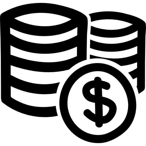 pilas de monedas de dólares símbolo comercial dibujado a mano  icono