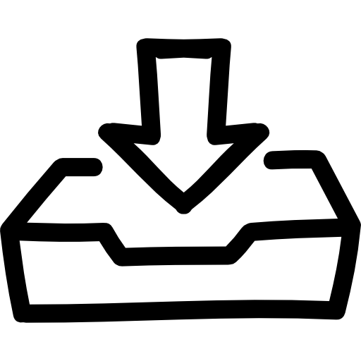 bandeja de caixa de entrada desenhada à mão com seta  Ícone