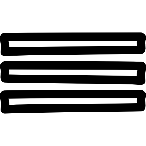 símbolo desenhado à mão do menu da lista de contornos de três retângulos finos  Ícone