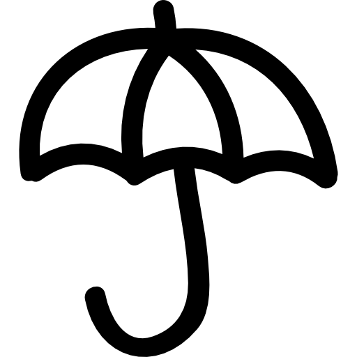 contorno aberto desenhado à mão do guarda-chuva  Ícone