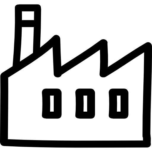 fabryka ręcznie rysowane zarys budynku  ikona