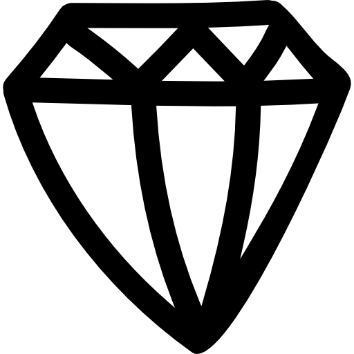 vista lateral do contorno desenhado à mão de diamante  Ícone