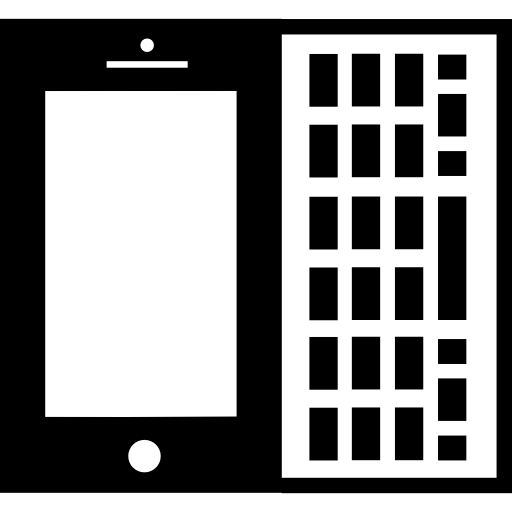 tableta o teléfono con teclado  icono