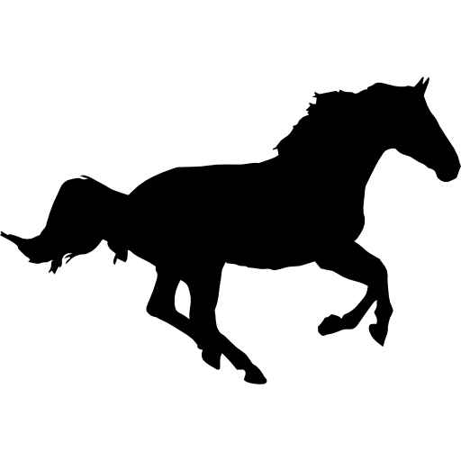 sylwetka biegnąca przez konia  ikona