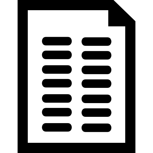 두 열의 텍스트 줄이있는 문서  icon