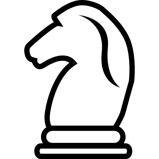 pezzo degli scacchi delineato a cavallo  icona