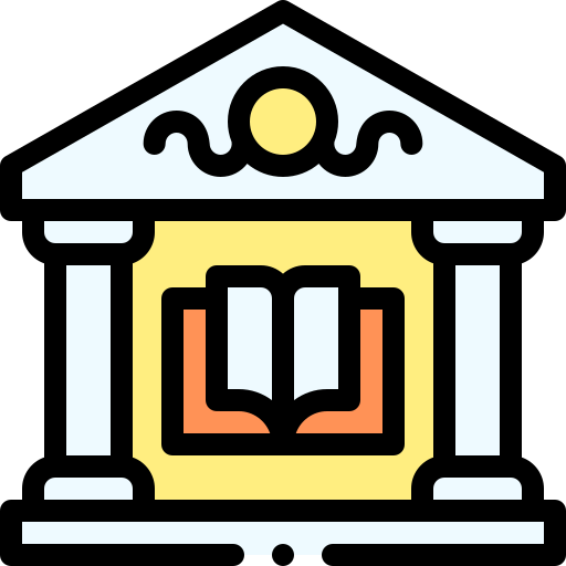 図書館 Detailed Rounded Lineal color icon